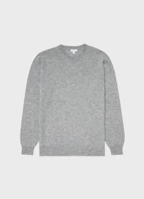 Men's Cashmere Crew Neck Jumper in Grey Melange