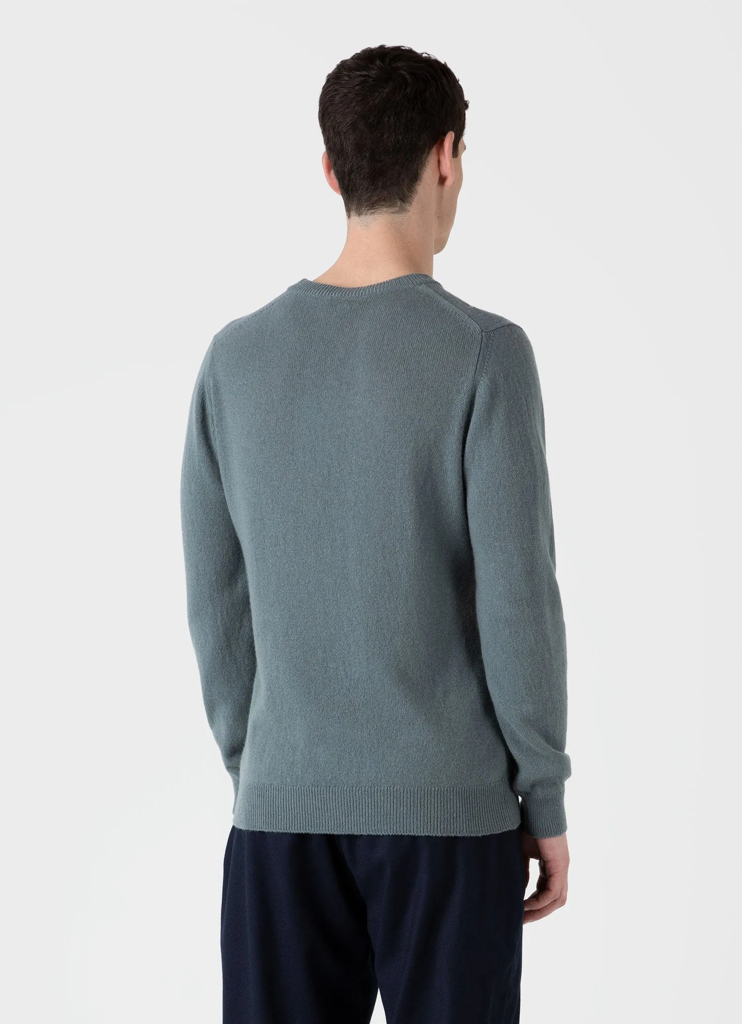 Men's Cashmere Crew Neck Jumper in Smoke Green