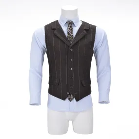 Men's Classic Fashion Notch Lapel White pinstripe Waistcoat