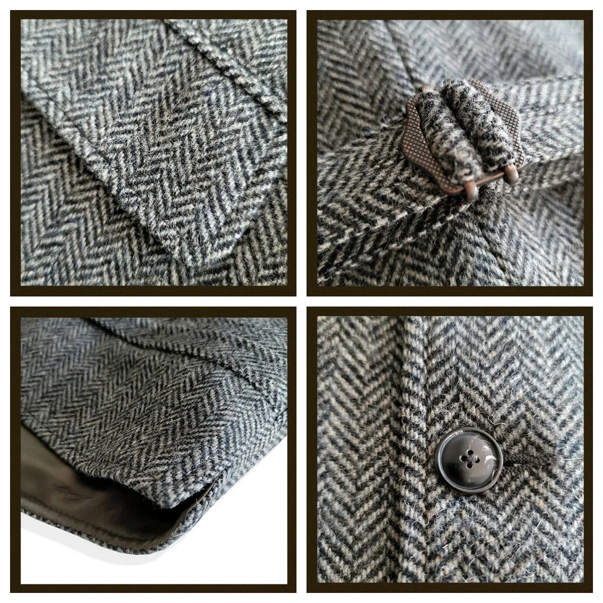 Men's Herringbone Tweed V-neck Vest