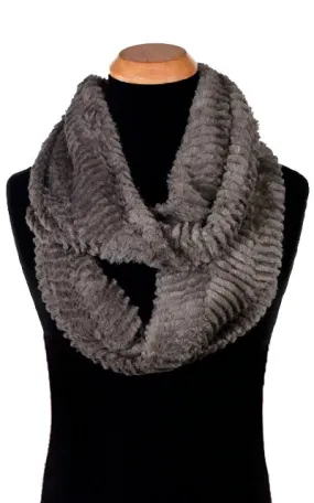 Men's Infinity Scarf - Chevron Faux Fur in Gray