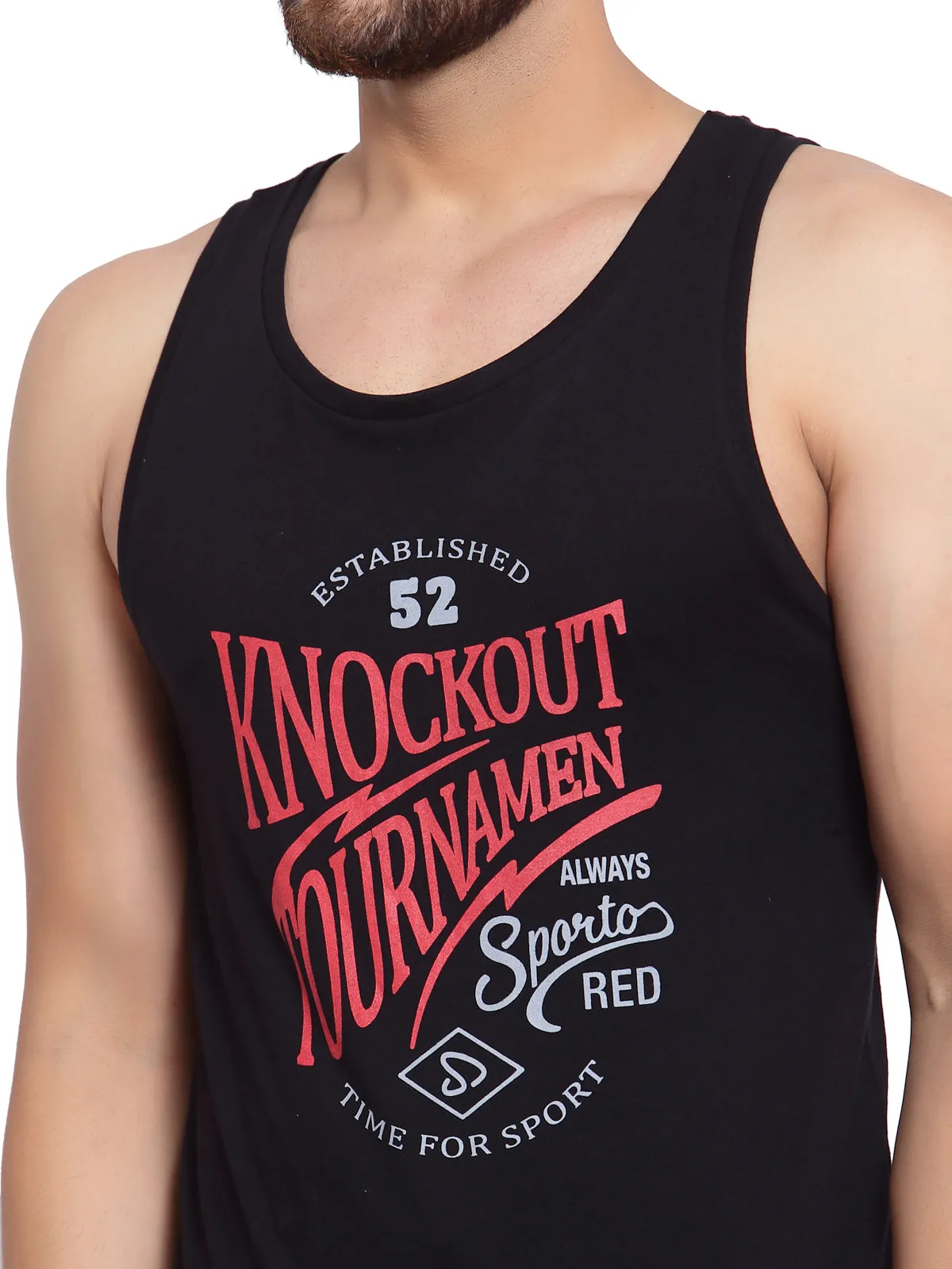 Men's Printed Gym Vest - Black