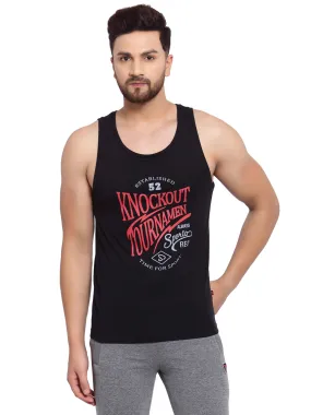 Men's Printed Gym Vest - Black