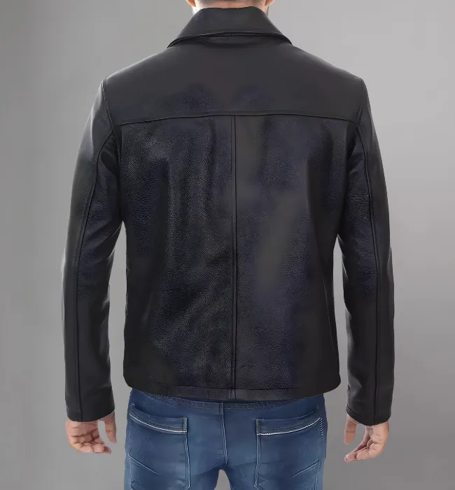 Men's Smooth Leather Collar Jacket