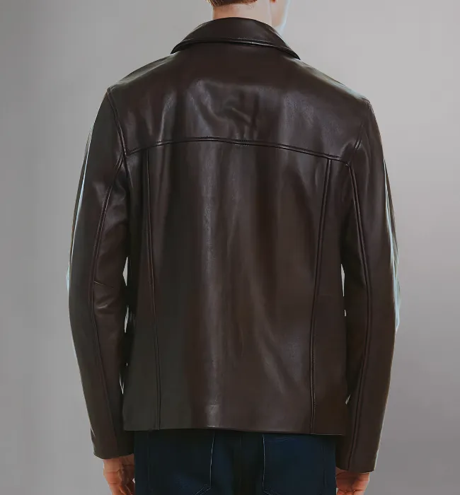 Men's Smooth Leather Collar Jacket