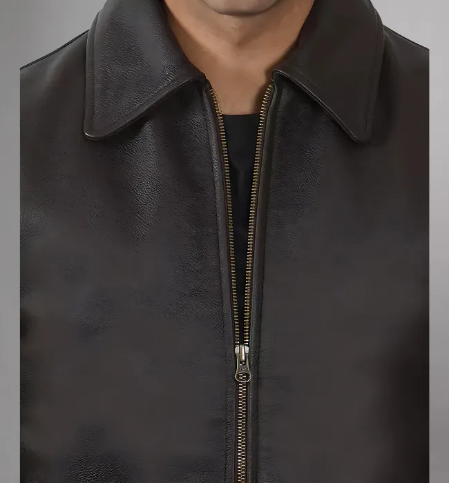 Men's Smooth Leather Collar Jacket