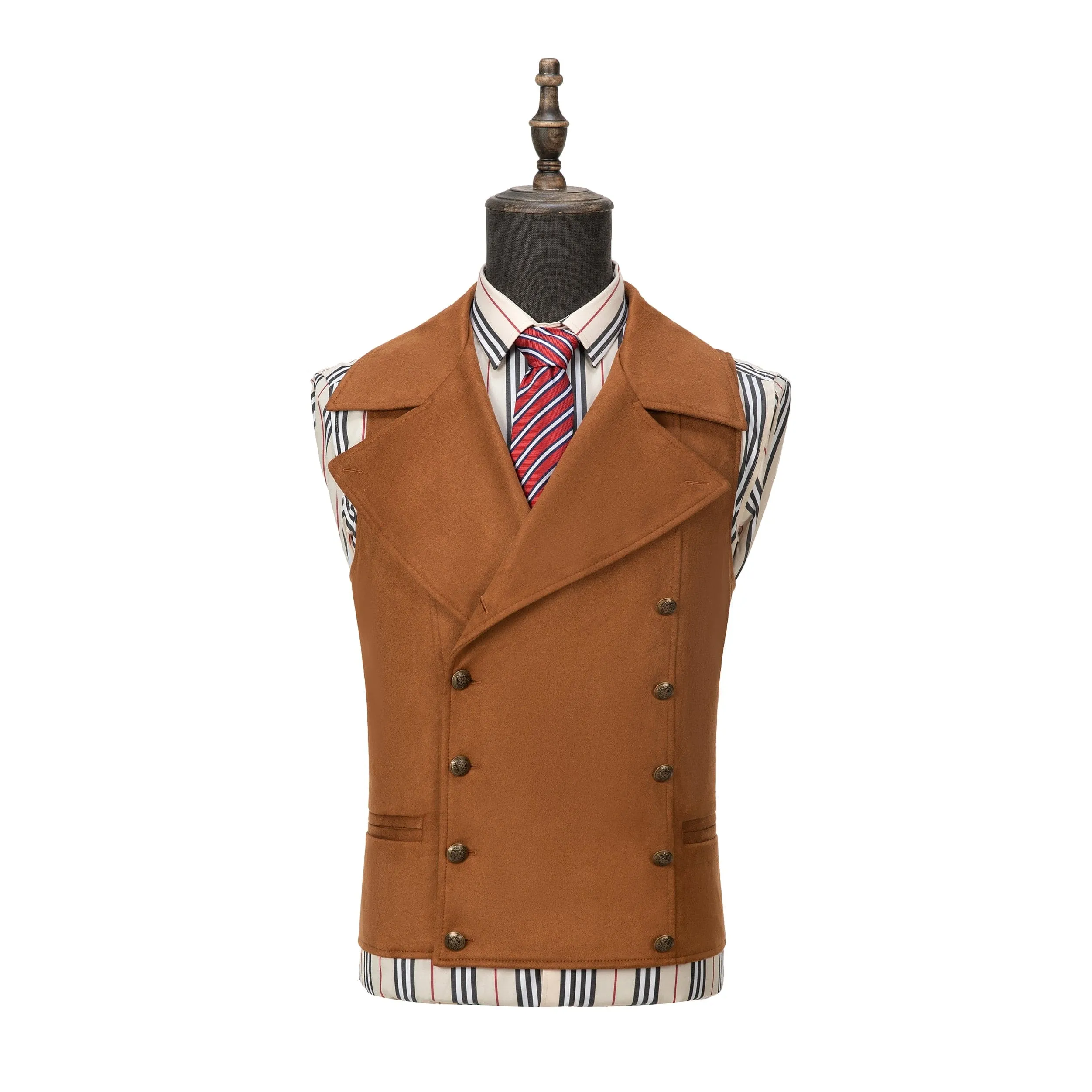 Men's Suede Cowboy Double Breasted Large Lapel Suede Classic Waistcoat