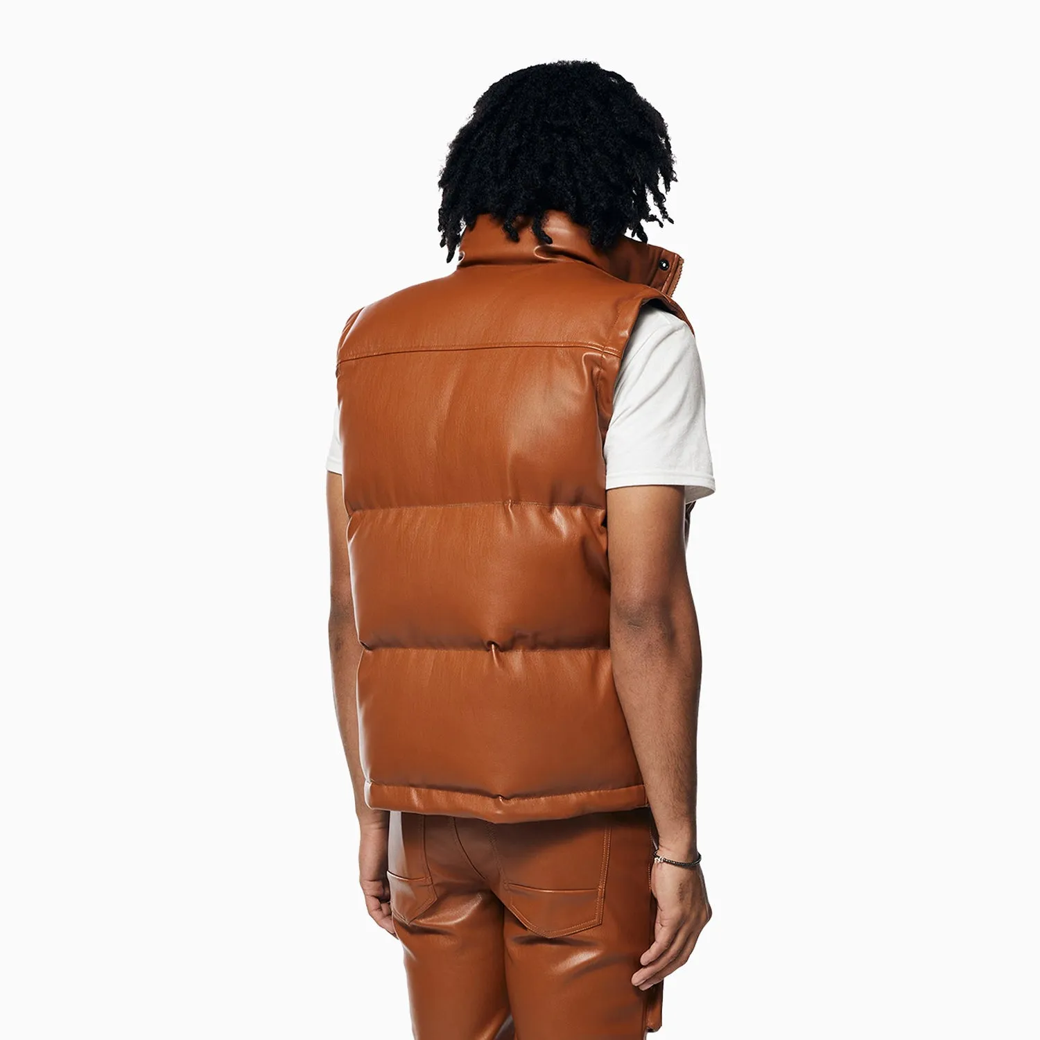 Men's Utility Vegan Leather Vest Jacket