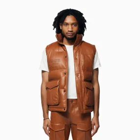 Men's Utility Vegan Leather Vest Jacket