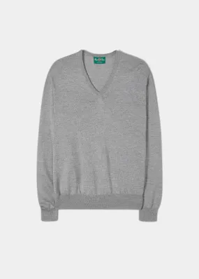 Millbreck Men's Merino Wool Jumper in Light Grey Mix - Regular Fit