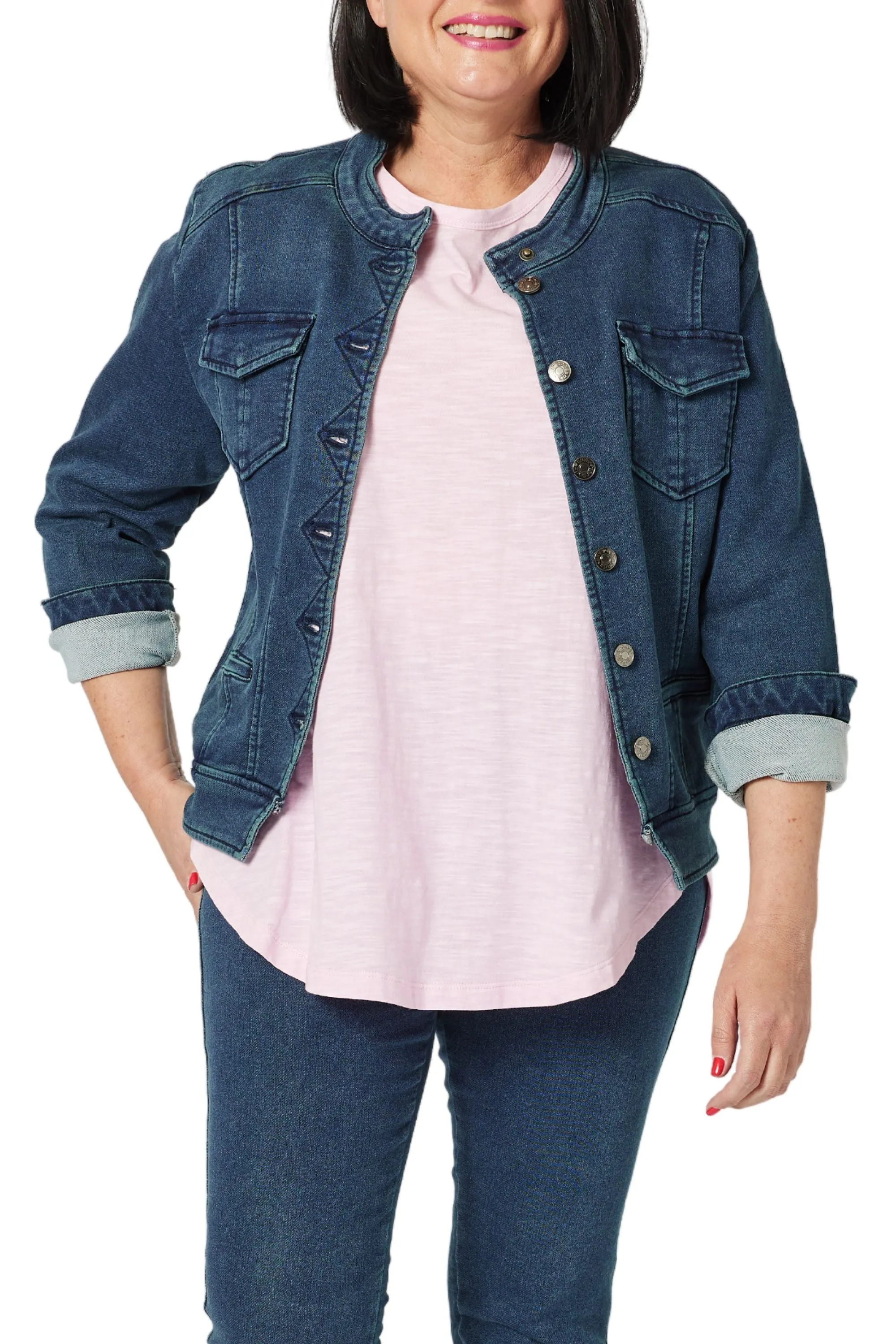 MILLY KNIT DENIM JACKET - 44880T