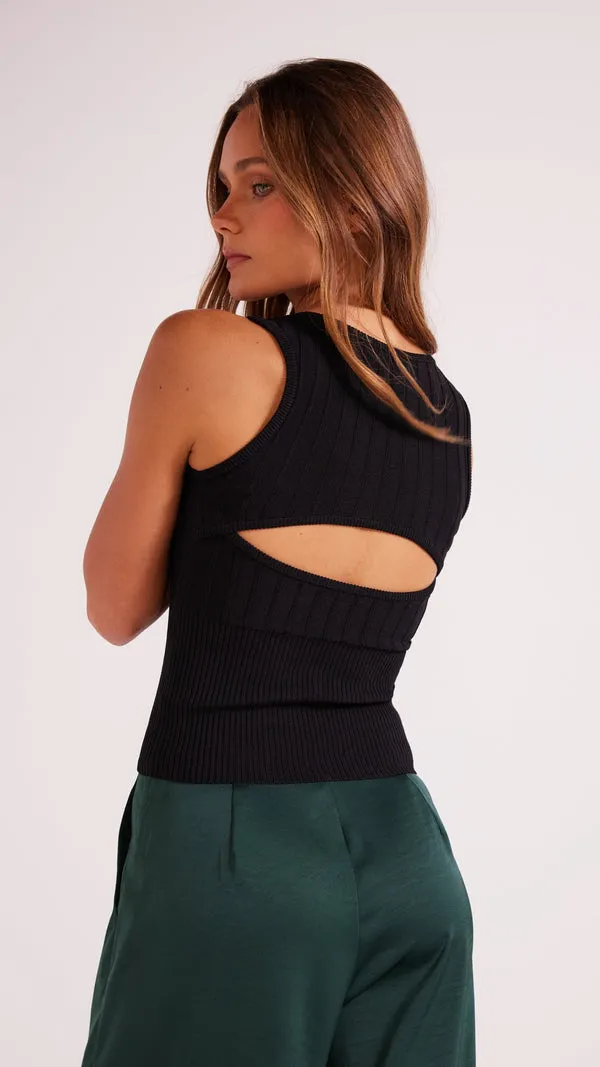 Mink Pink Evie Cutout Knit Tank Top in Black