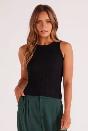 Mink Pink Evie Cutout Knit Tank Top in Black