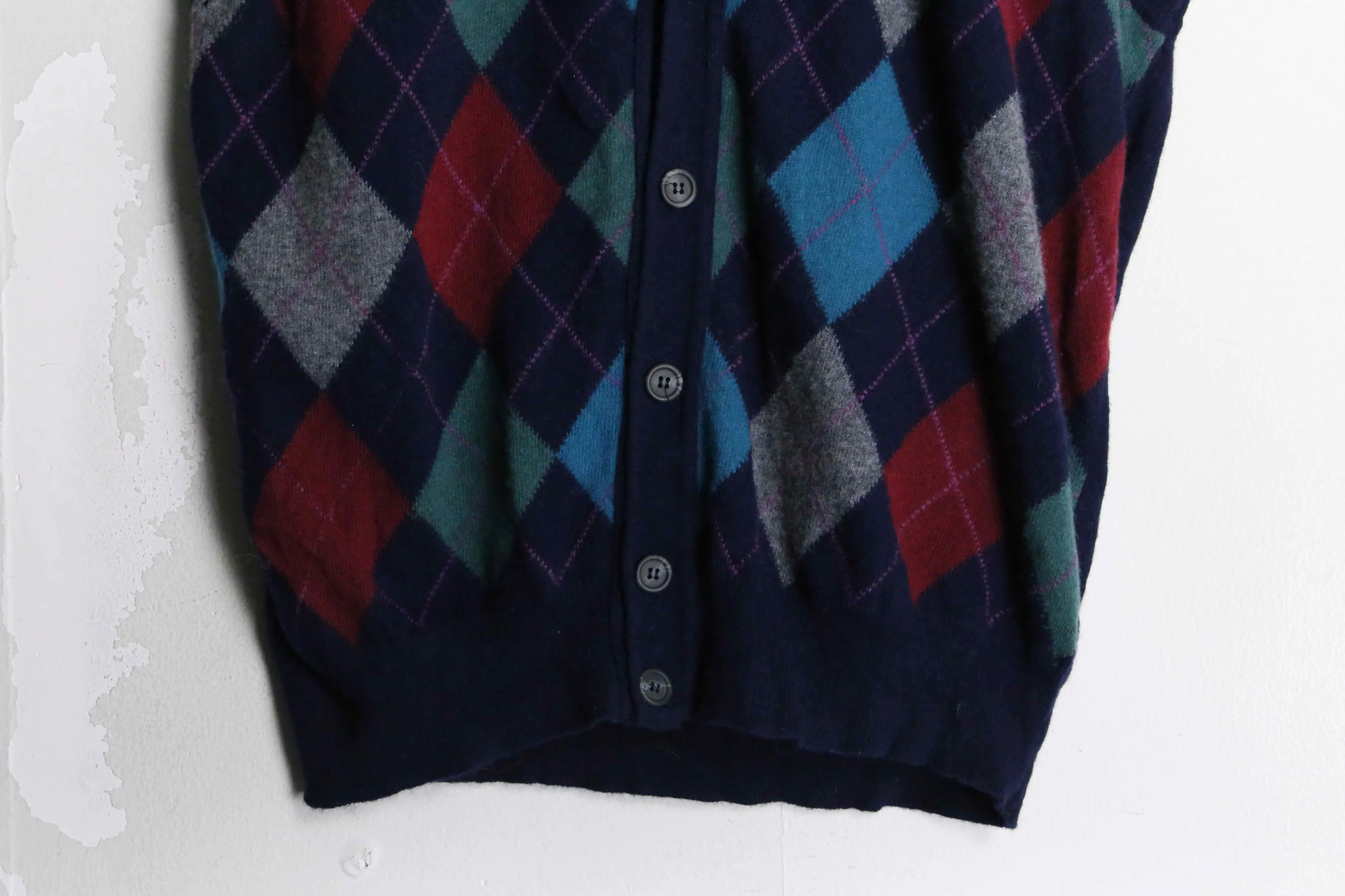 mulch color argyle check knit vest