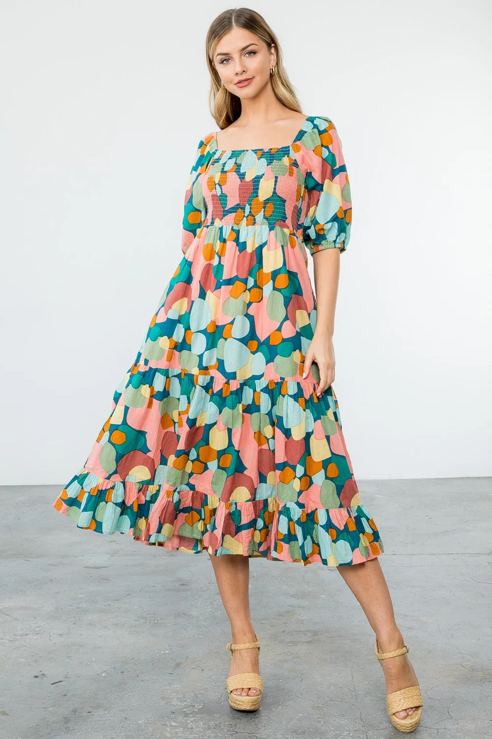 Multicolor Pattern Maxi Dress in Pink FINAL SALE