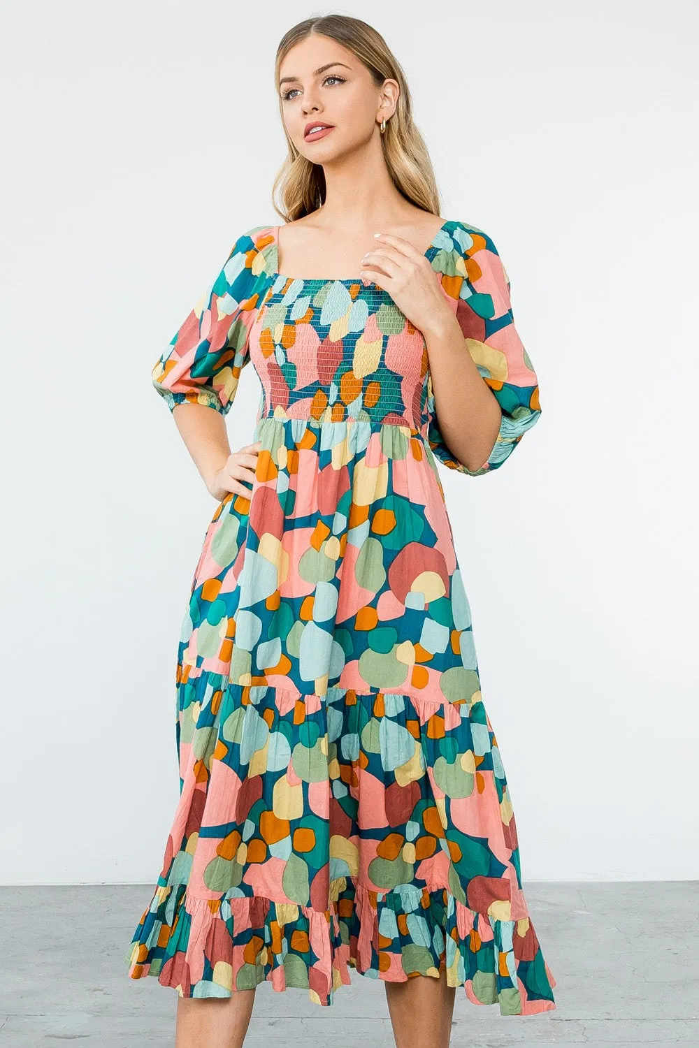 Multicolor Pattern Maxi Dress in Pink FINAL SALE