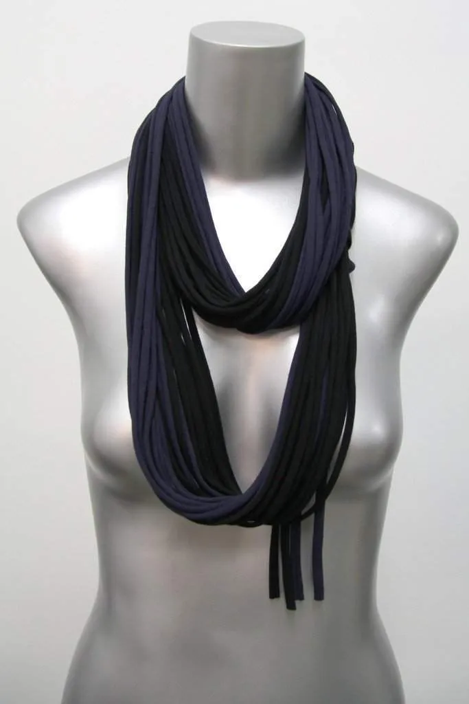 Necklush Infinity Scarf / Black & Navy Blue / Unisex