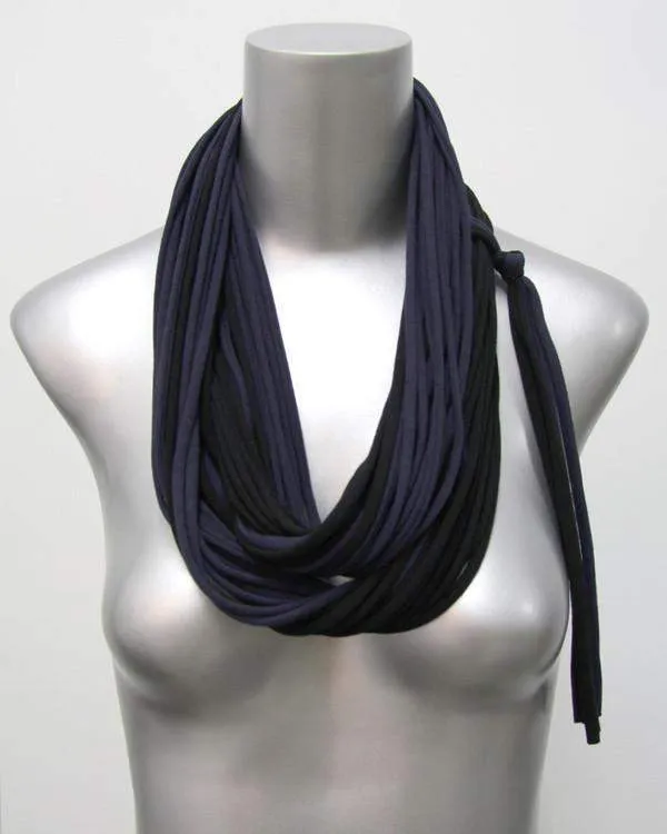 Necklush Infinity Scarf / Black & Navy Blue / Unisex