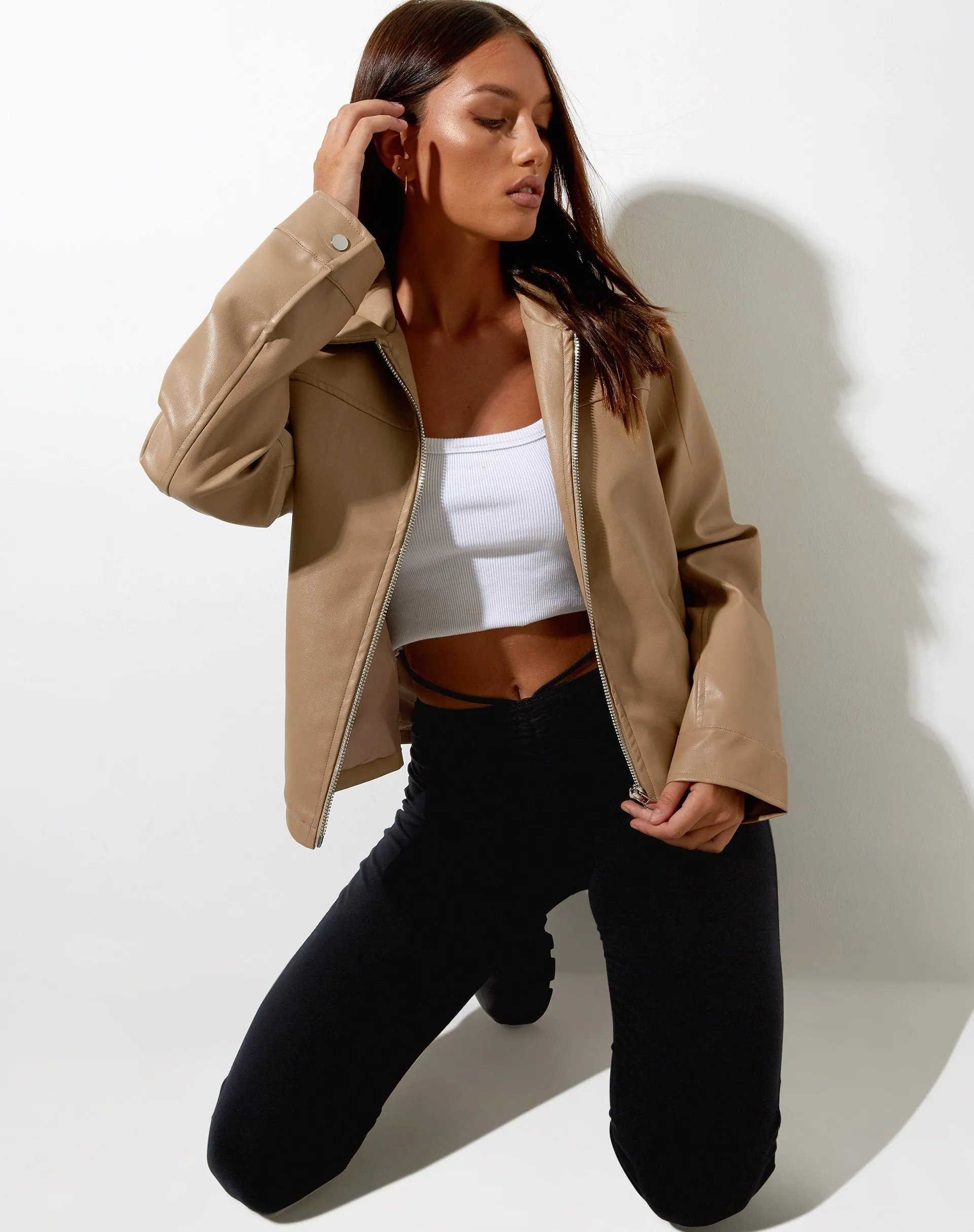 Nerissa Jacket in PU Light Brown