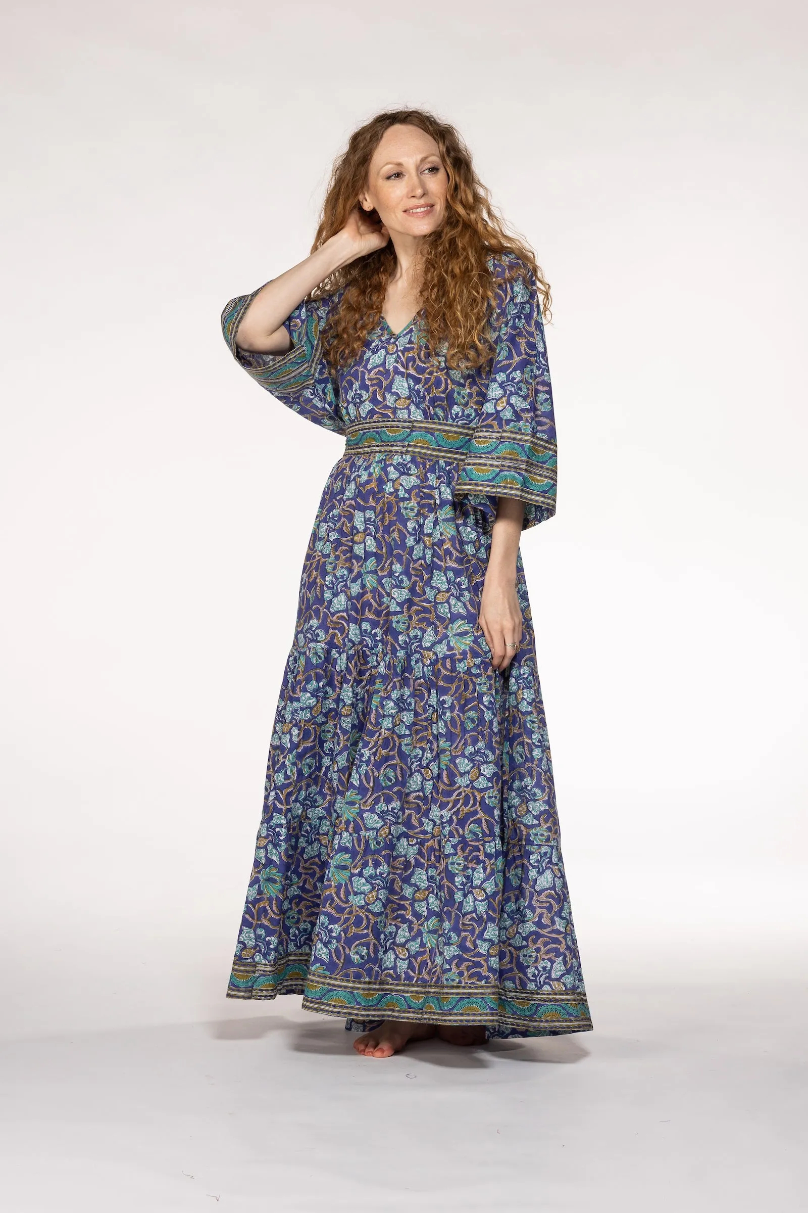 New Kumar Maxi Dress Hand Block Printed Pure Cotton SS24