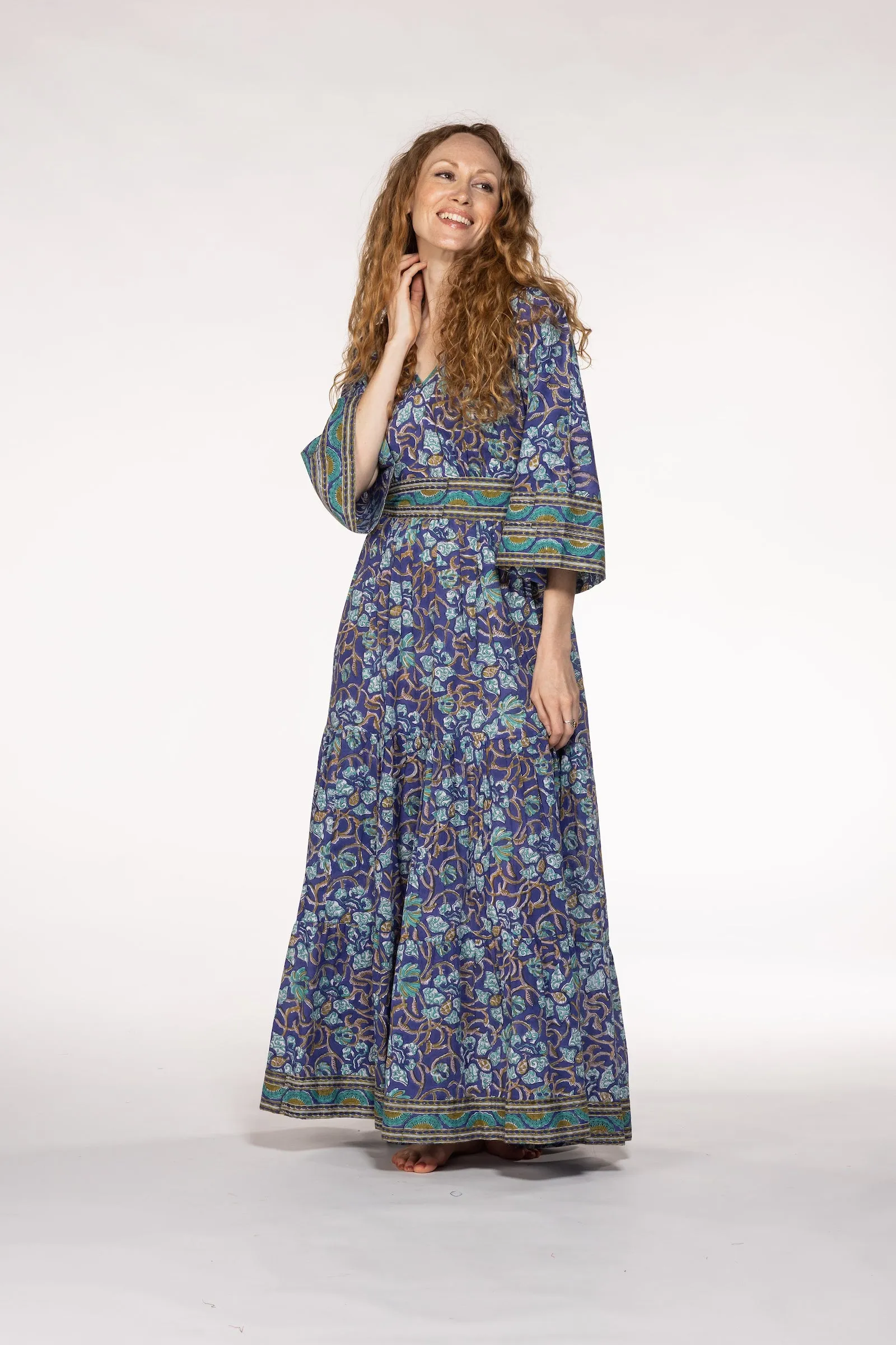 New Kumar Maxi Dress Hand Block Printed Pure Cotton SS24