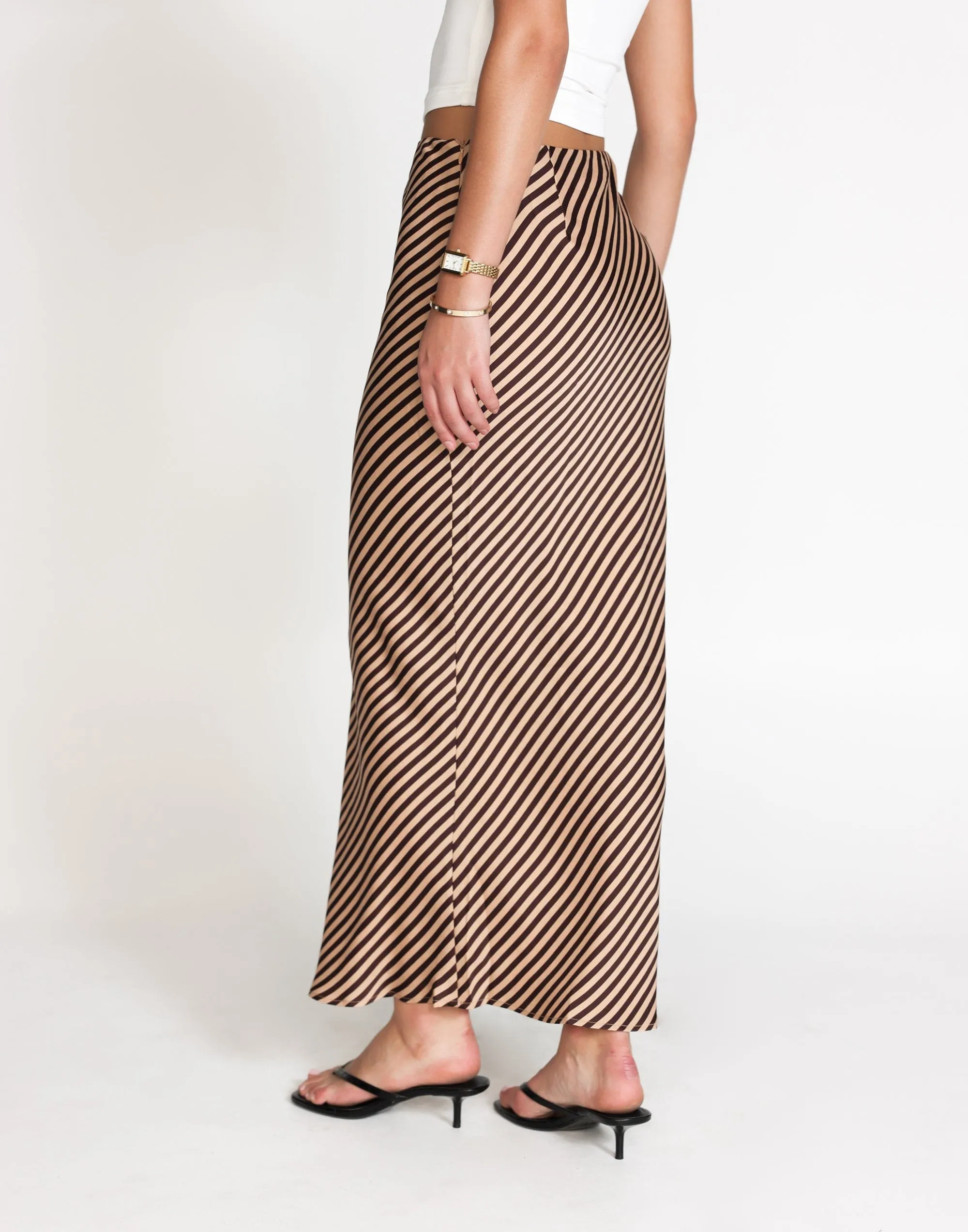 Nigella Maxi Skirt (Caramel Pinstripe)