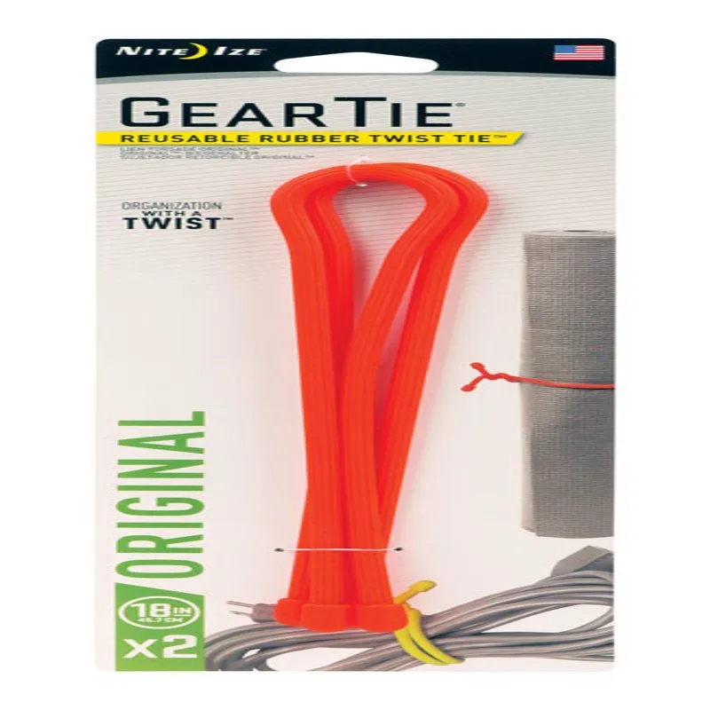 Nite Ize Gear Tie 18 in. L Orange Twist Ties 2 pk