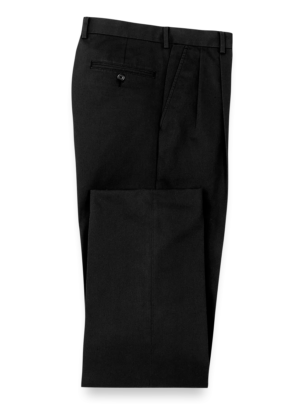 Non Iron Chino Pleated Pants - Black