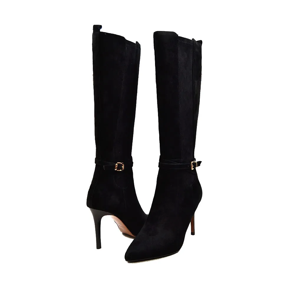 Noosh Suede Heel Dress Boots for Stylish and Comfortable Wear