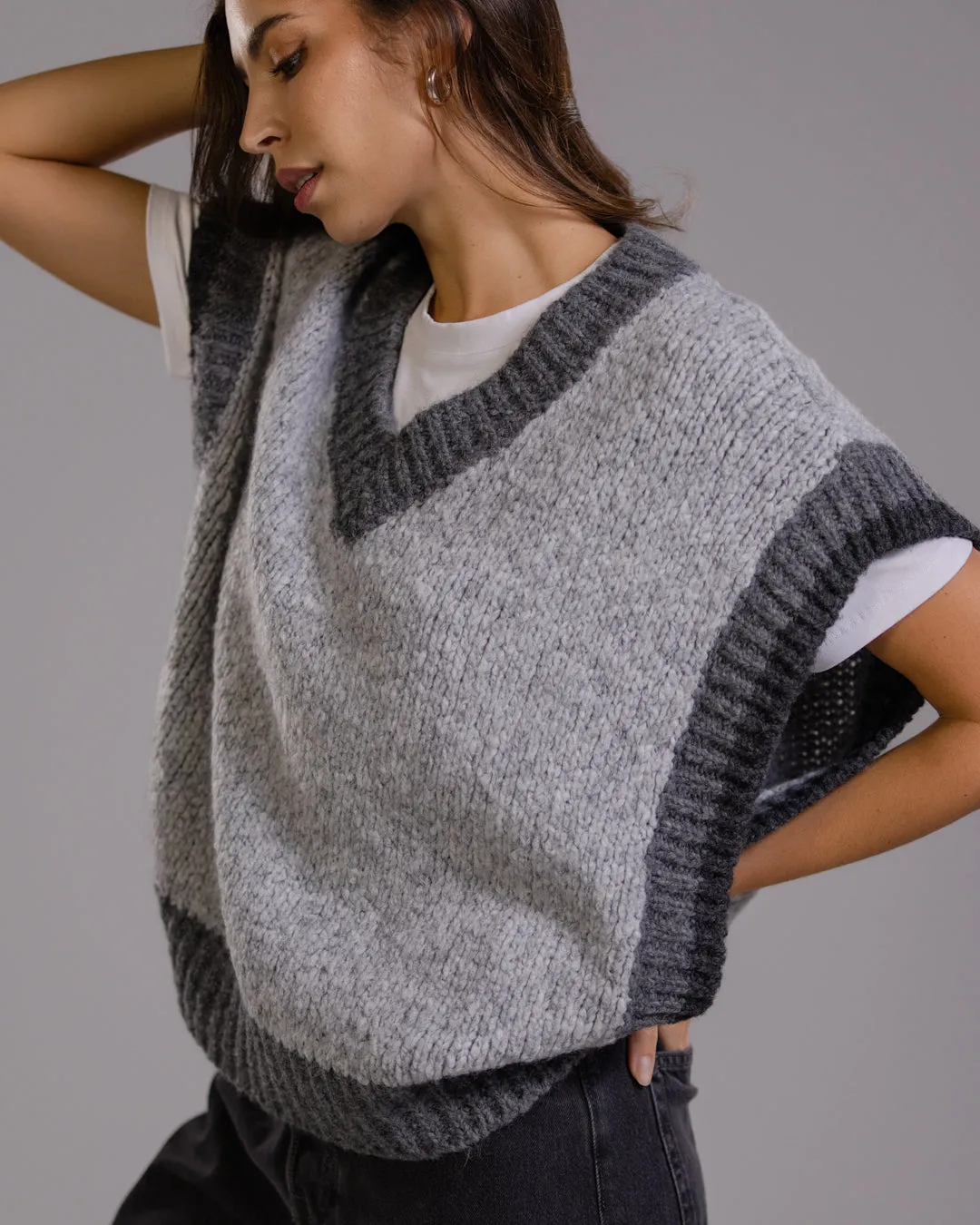 Octavia Open Side Knitted Vest | Grey