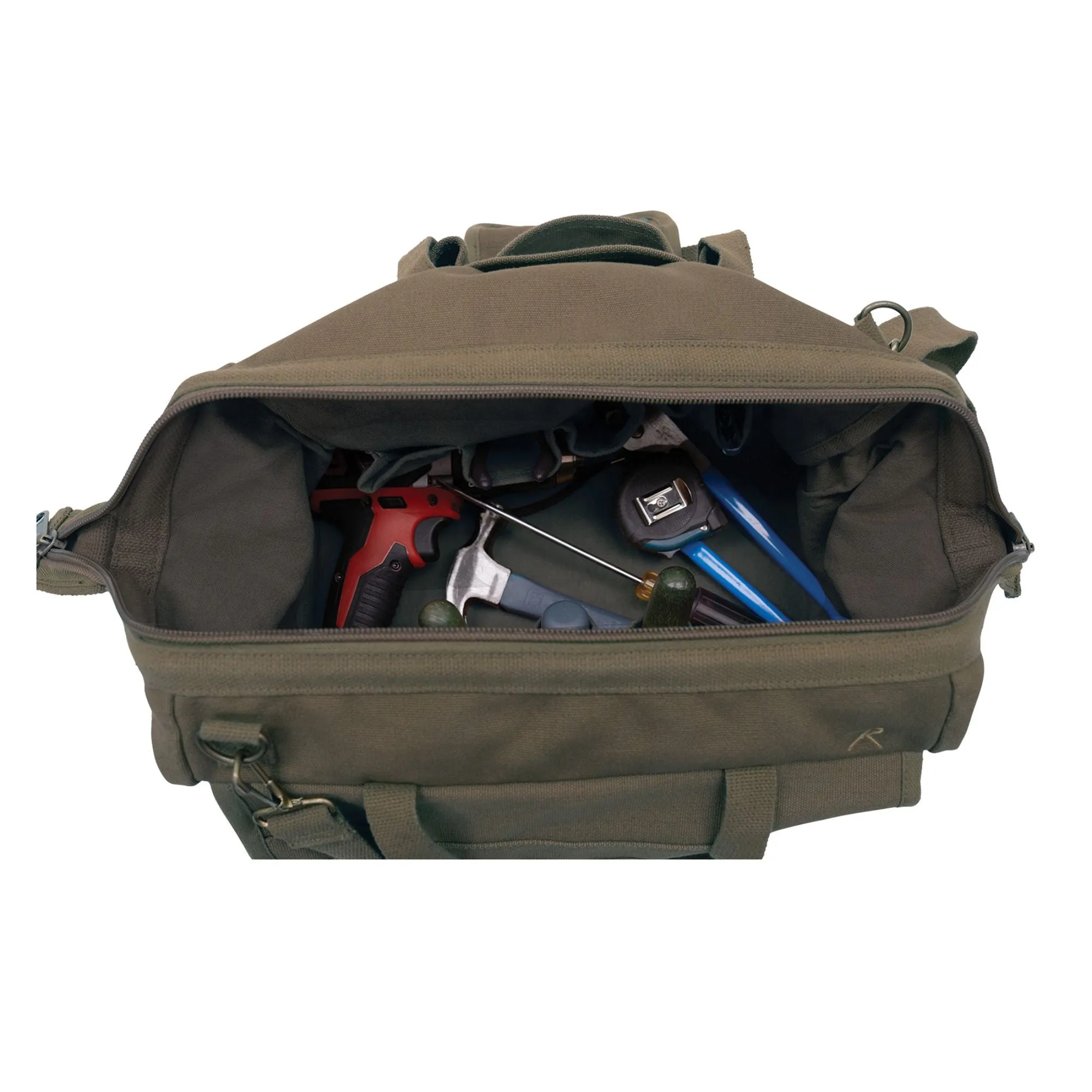 Olive Drab Renovator Tool Bag – 26 Tool Pocket Organizer – Heavy-Duty Canvas