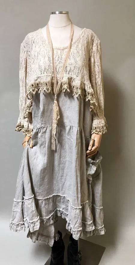 Over Shrug Top Cotton Lace Tea Stain Lace