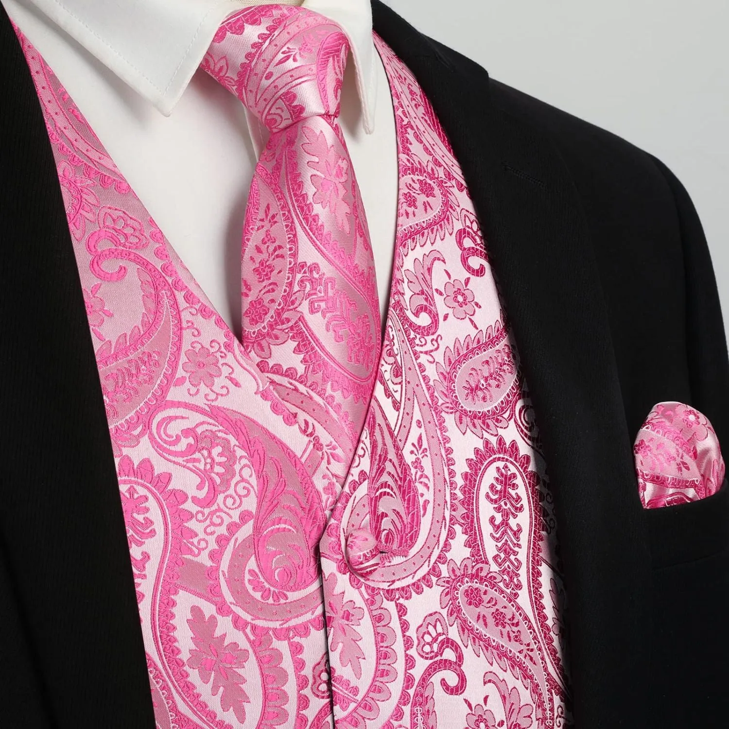 Paisley 3pc Suit Vest Set - J-02 PINK 2