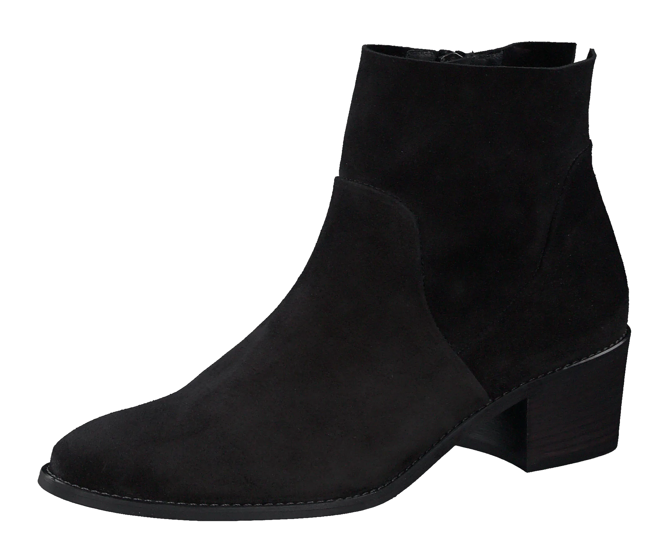 PAUL GREEN Black Soft Suede  Ankle Boot with Block Heel