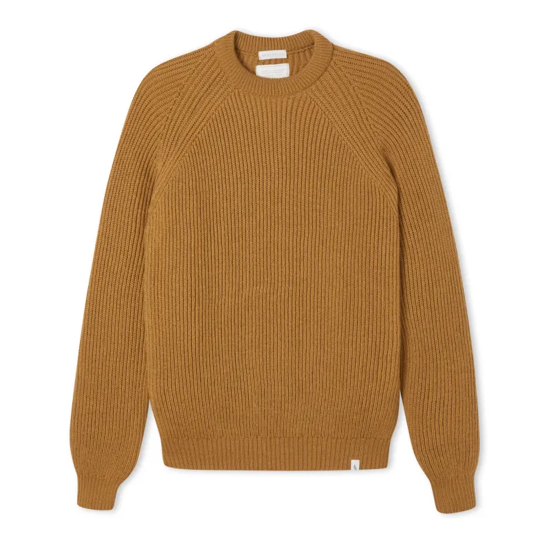 Peregrine Ford Crew Pure Merino Wool Jumper WJ7906 - Wheat