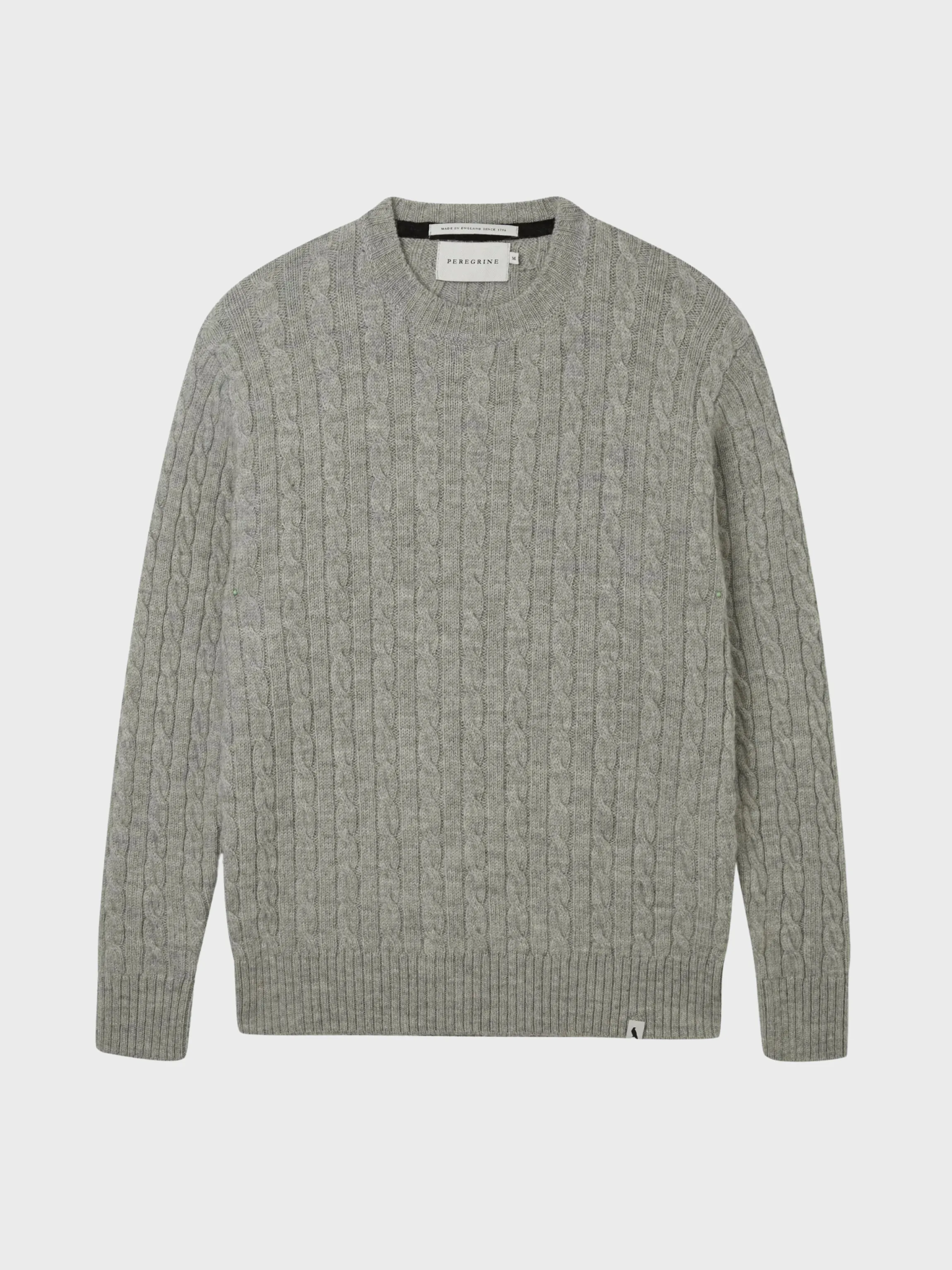 Peregrine Sweater Makers Stitch Cable Crew Jumper Lt Grey