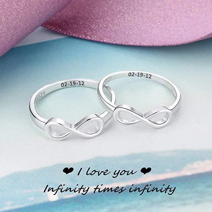 Personalized Sterling Silver Ring - Infinity Promise Rings - Customized Gifts - Fashion Jewelry