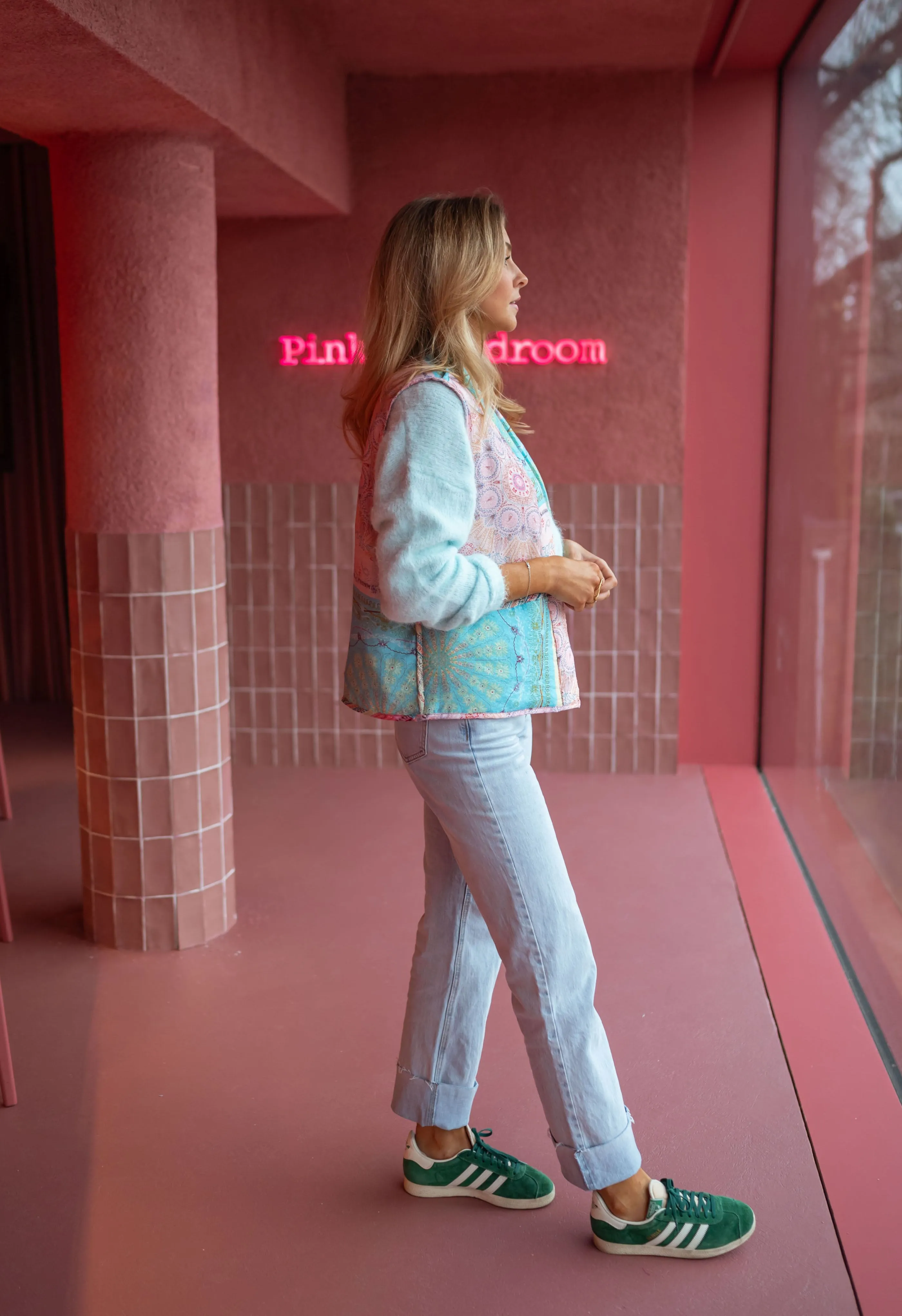 Pink and Blue Sleeveless Maia Jacket