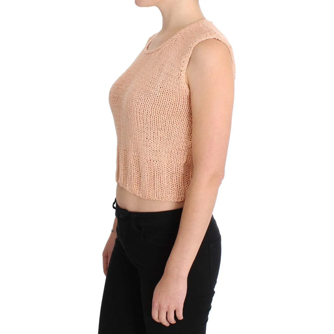 PINK MEMORIES Elegant Pink Knitted Sleeveless Vest Sweater