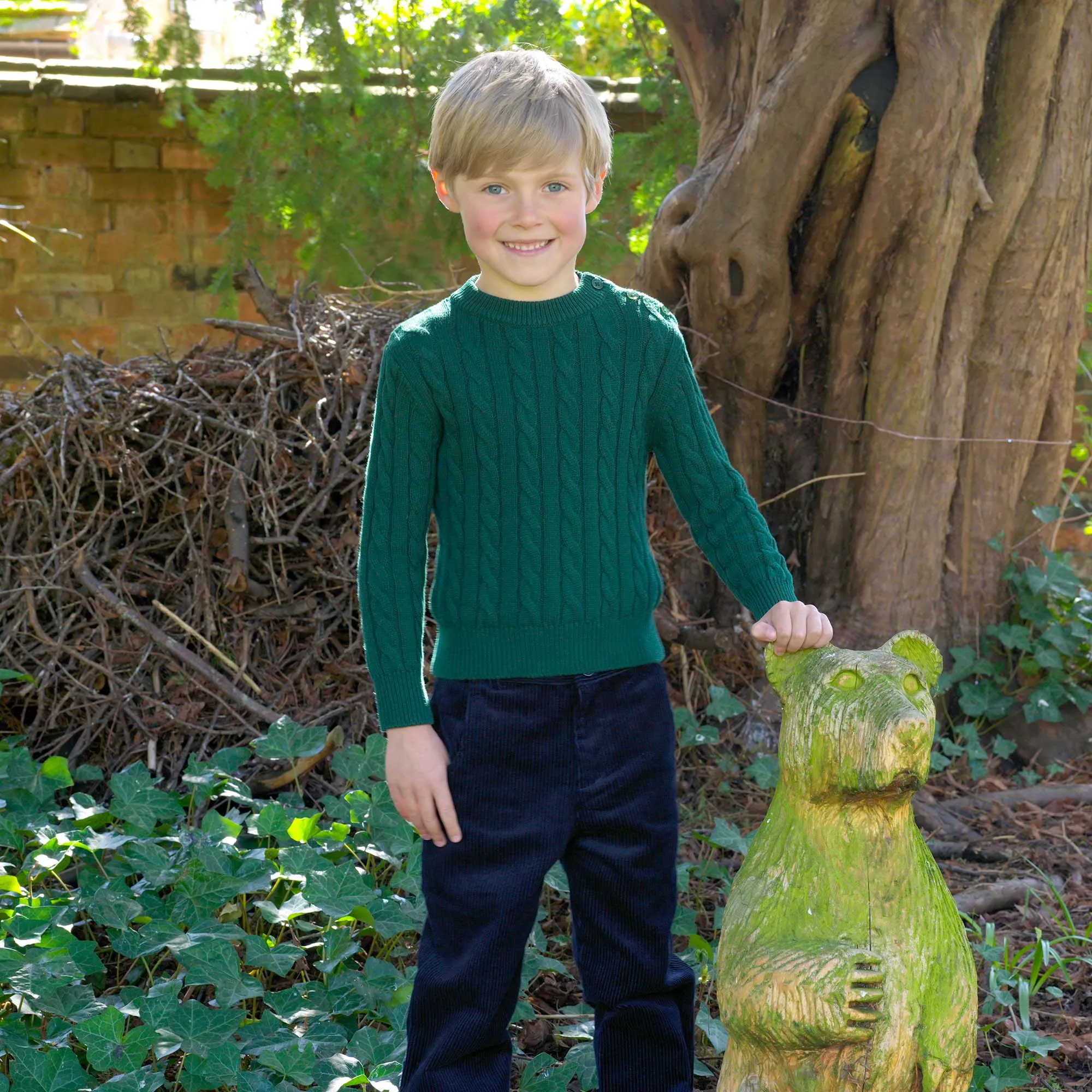 Rachel Riley Boys cable Knit Jumper in Green