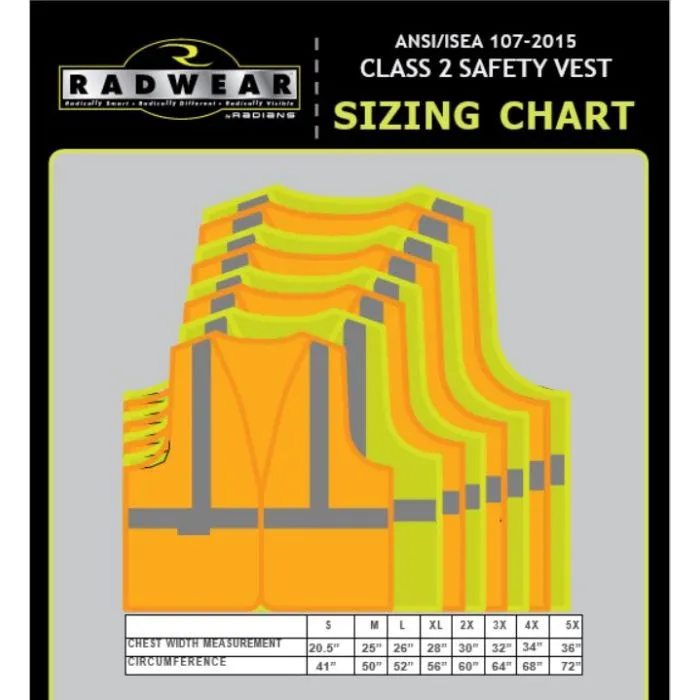 Radians SV2OM Economy Type R Class 2 Mesh Safety Vest, Hi-Vis Orange, 1 Each