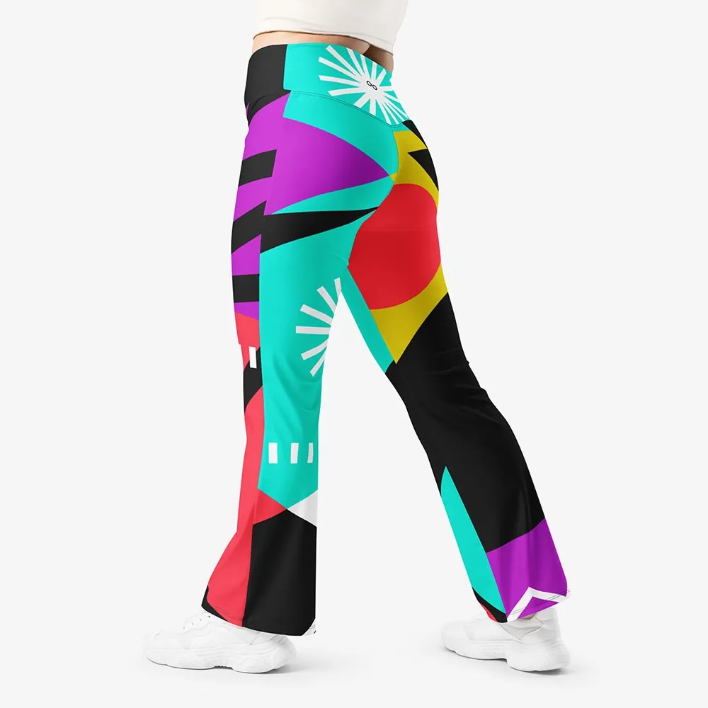 Recycled Flare leggings "Surrealist 2" Purple/Red/Black