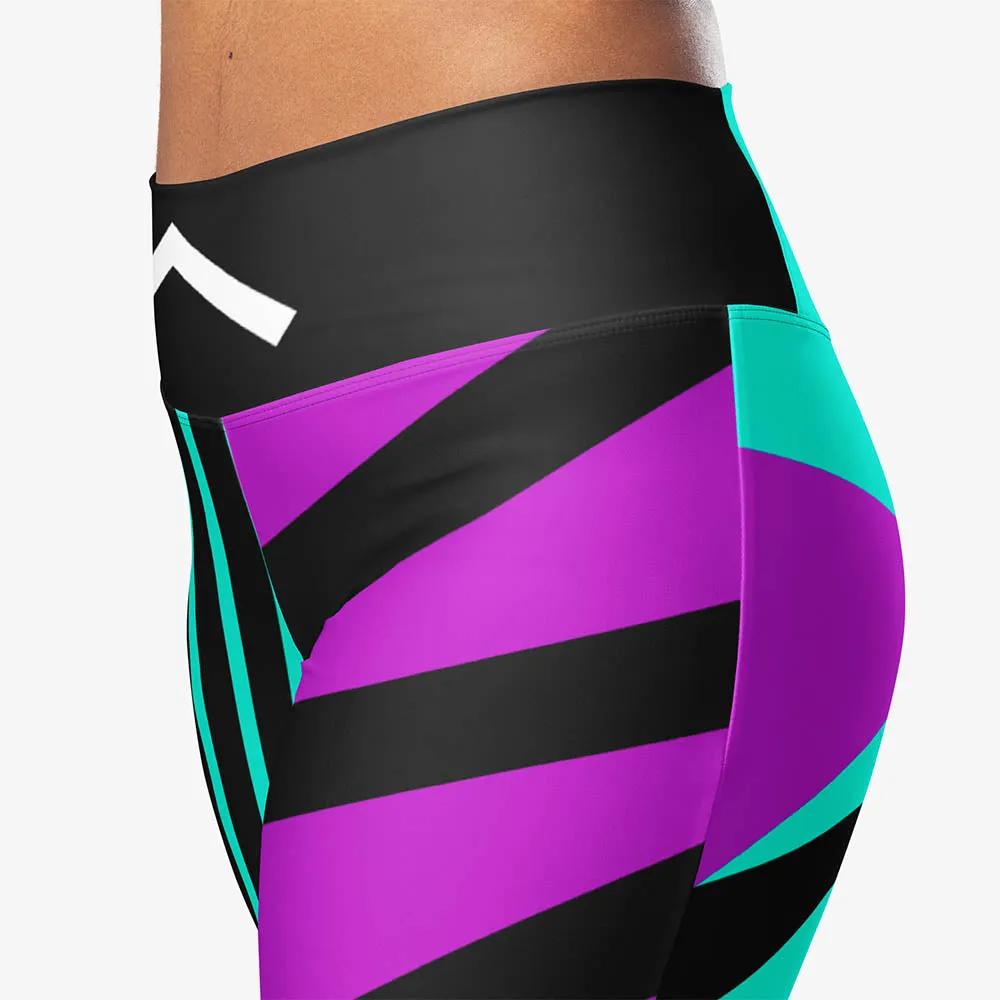 Recycled Flare leggings "Surrealist 2" Purple/Red/Black