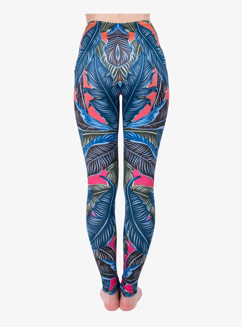 Regular Leggings (8-12 UK Size) - Neon Leaves