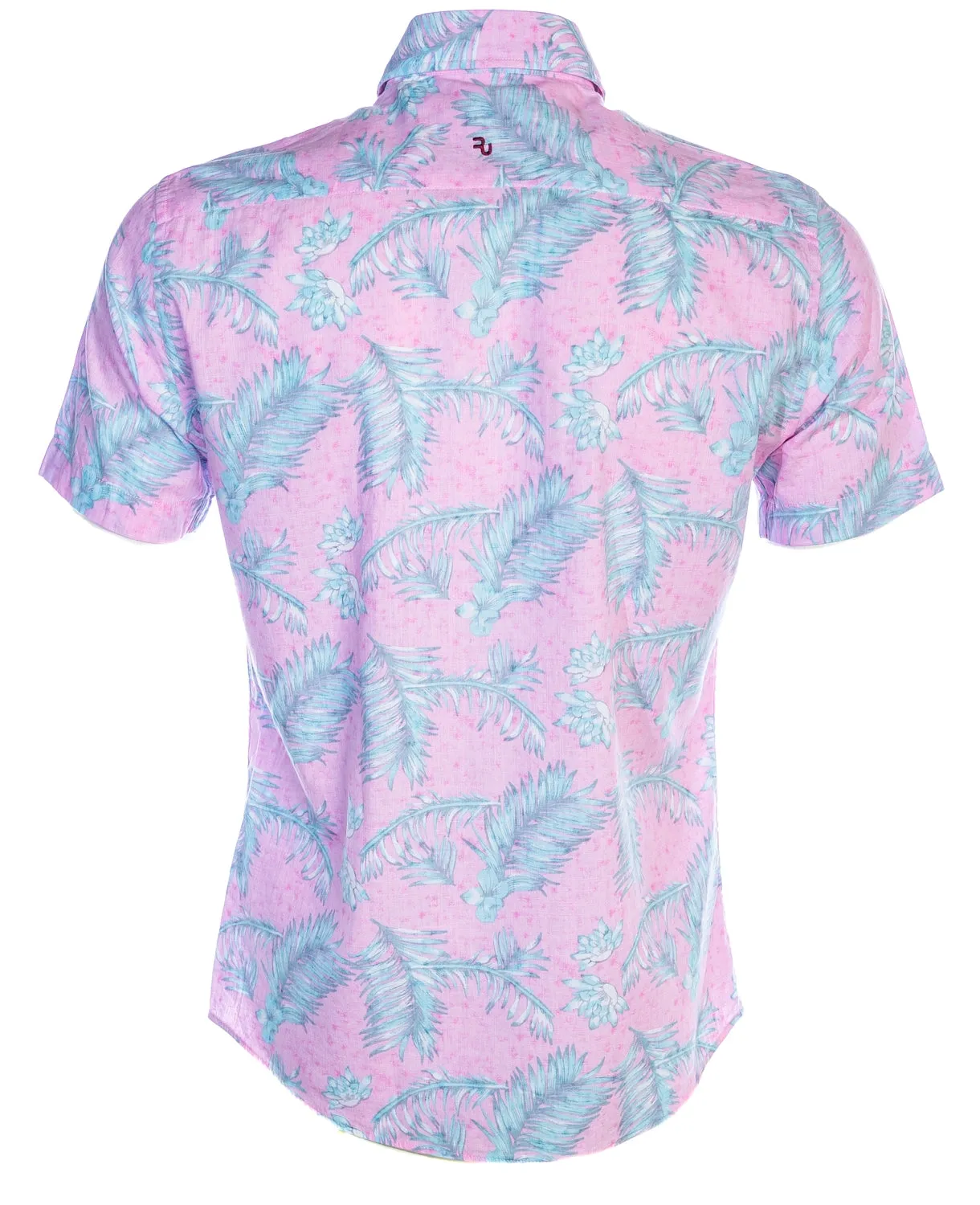 Remus Uomo Fern Print Short Sleeve Shirt in Pink