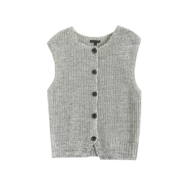 Reverse Needle Knitting Vest Jacket Women's Knitted Vest