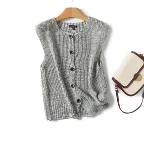 Reverse Needle Knitting Vest Jacket Women's Knitted Vest