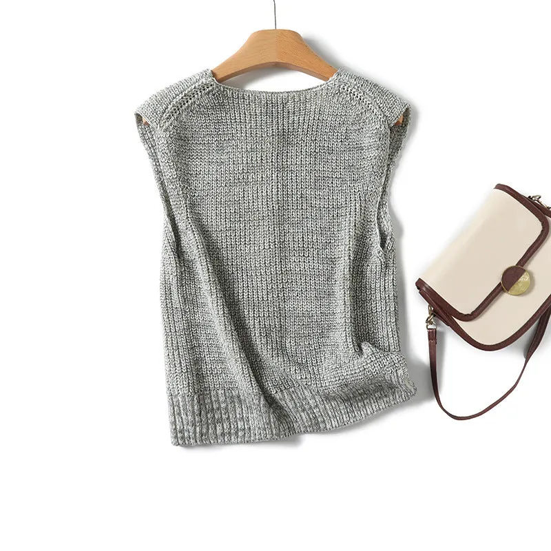 Reverse Needle Knitting Vest Jacket Women's Knitted Vest