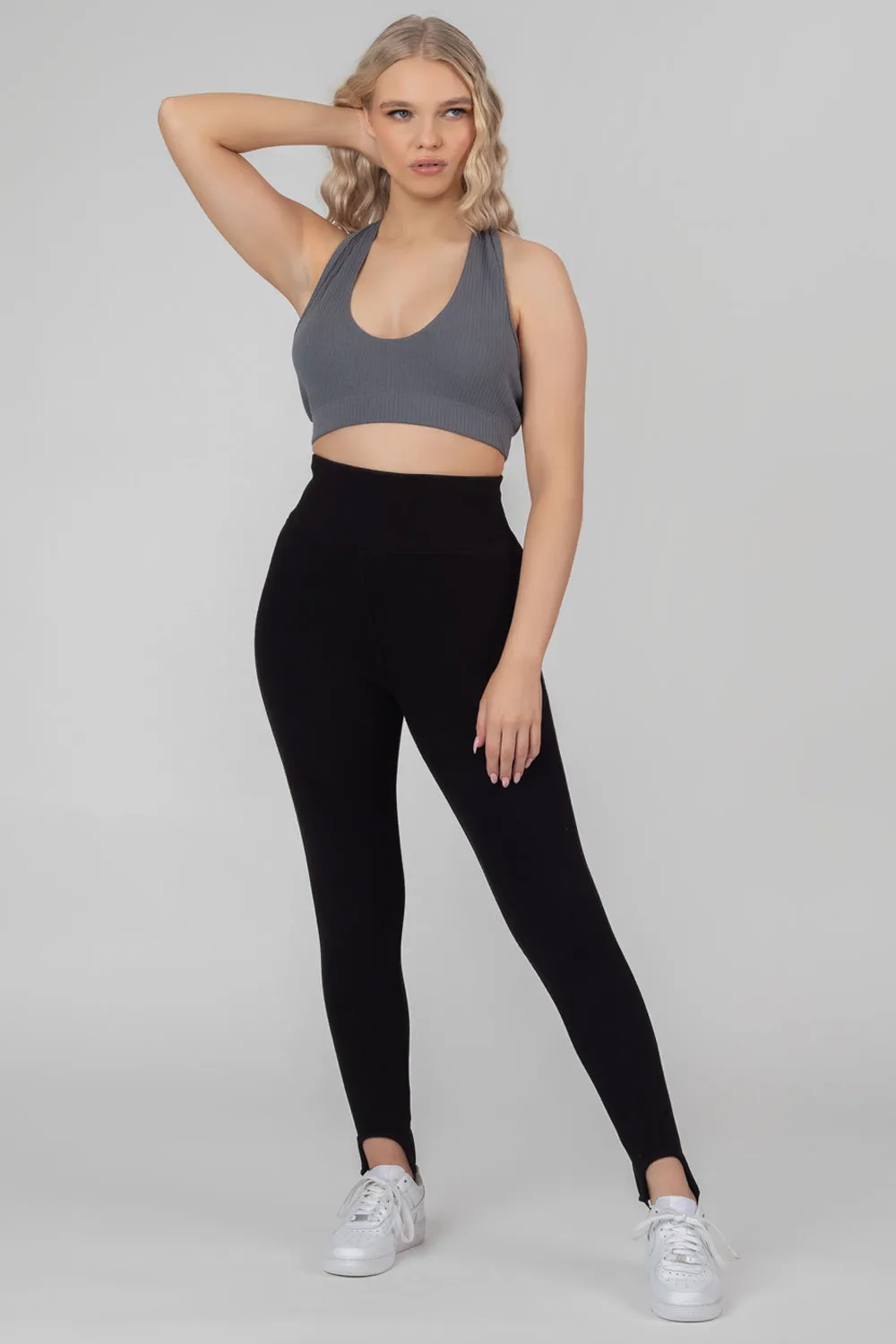 Rib Stirrup Legging Black