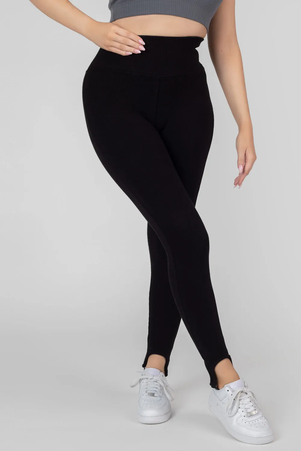 Rib Stirrup Legging Black